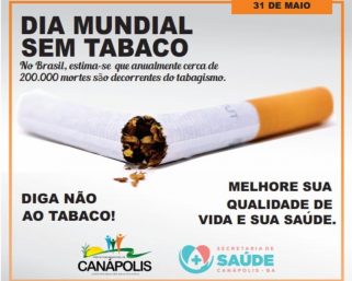 31 de maio: Dia Mundial Sem Tabaco.